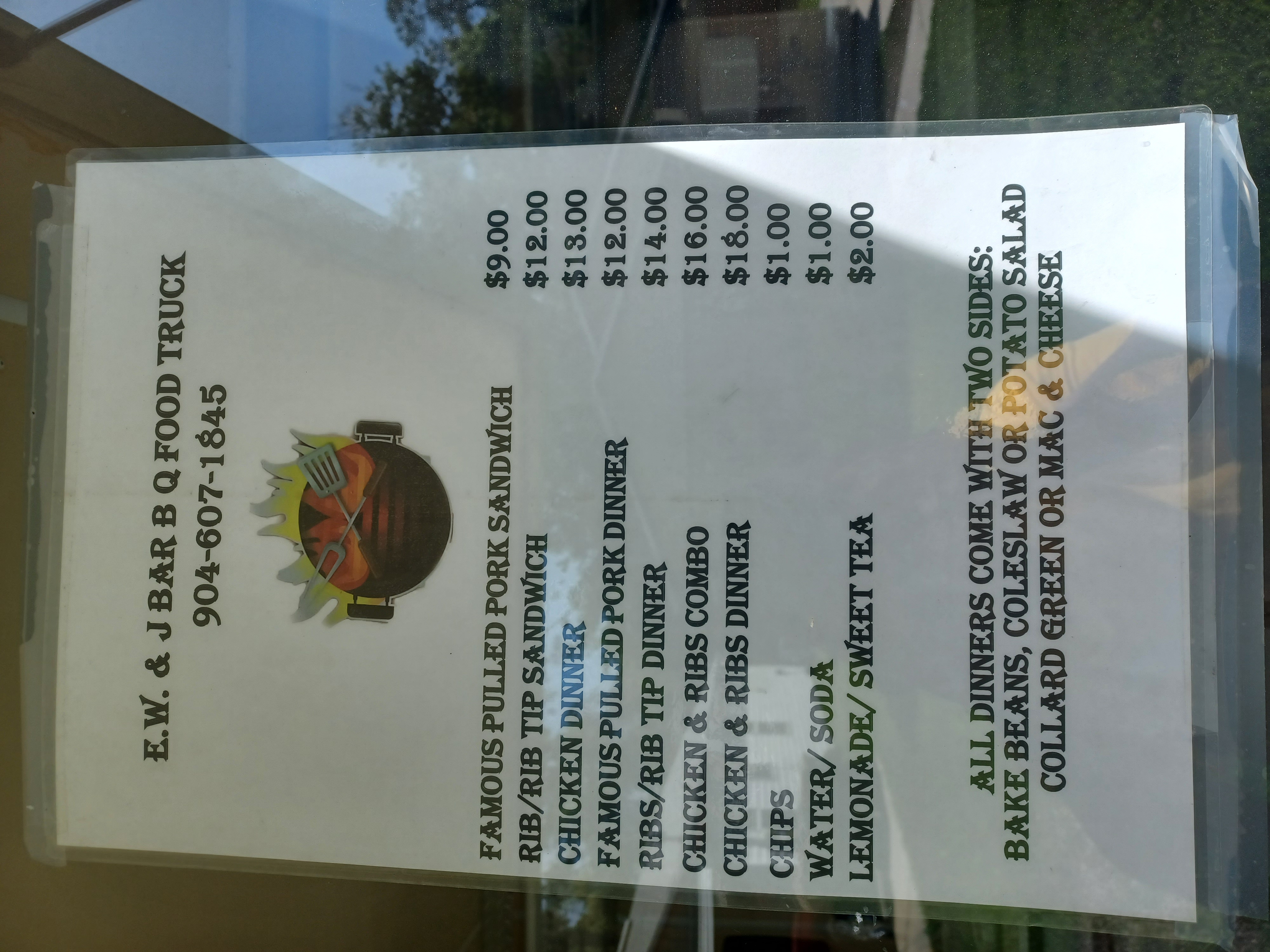 bbq food truck menu